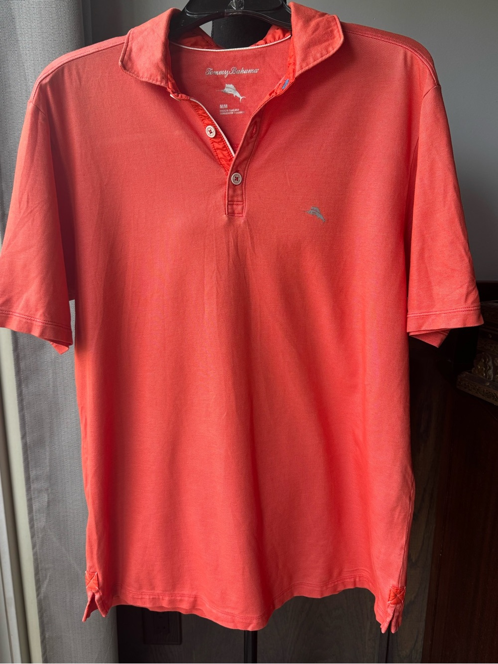 Tommy Bahama Coral-Orange Polo Shirt medium Euc